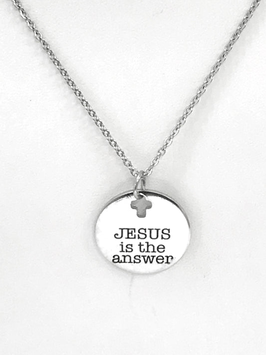 Christian Jewelry, Christian Gifts, Christian Necklace, Religious Jewelry, Jesus Is The Answer Necklace, Religious Gift, Religious Necklace
